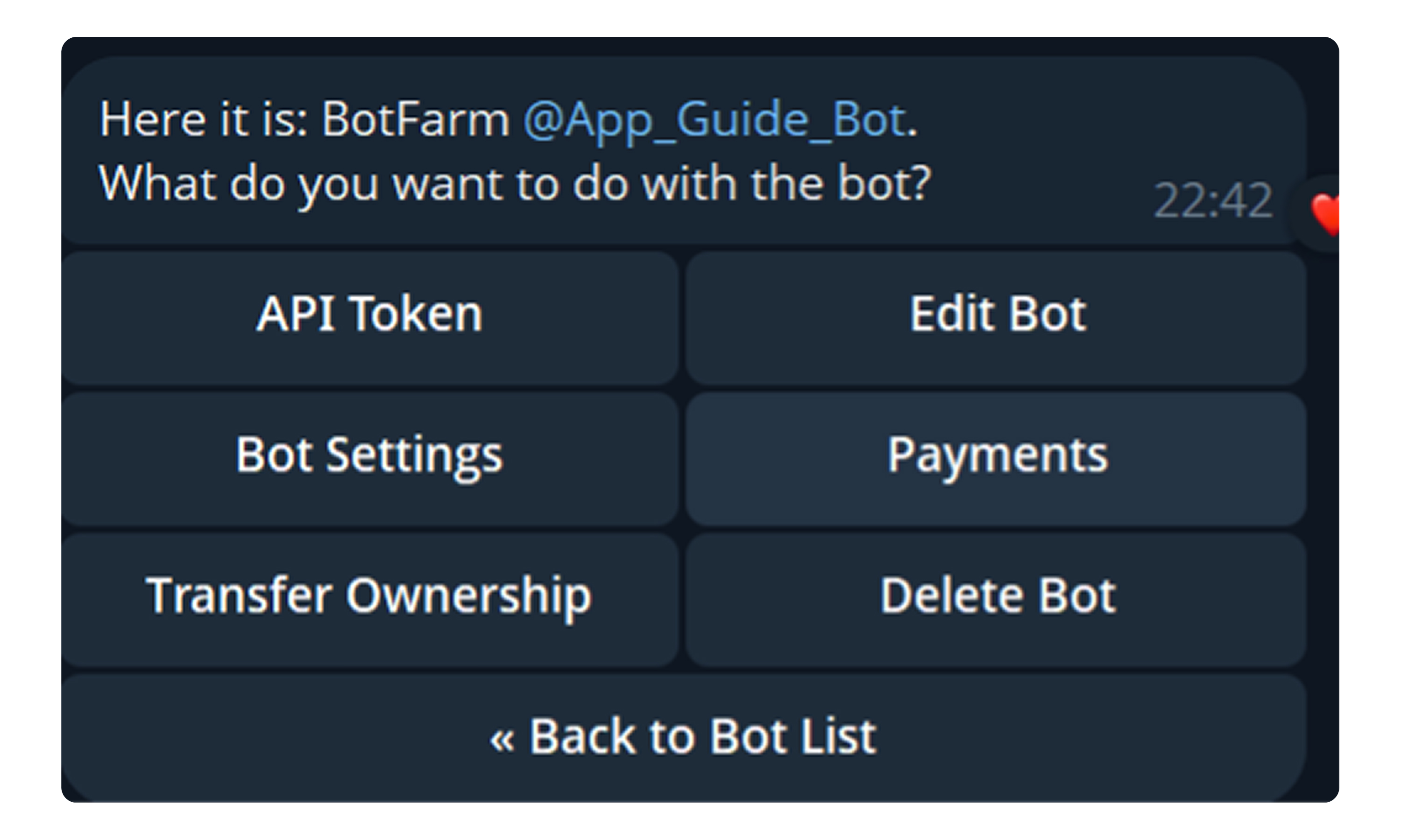 Настройки бота в BotFather